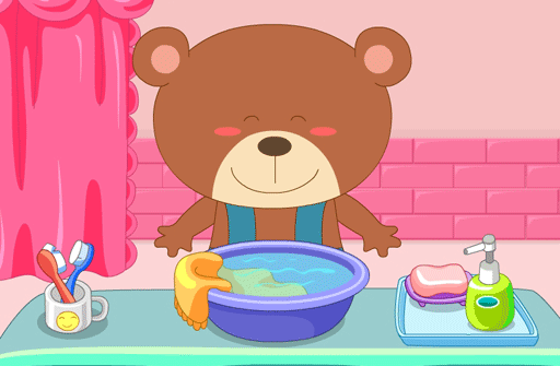 儿童故事 小熊洗脸